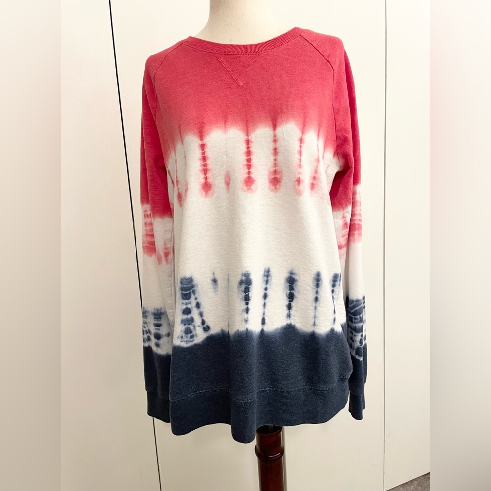 Sonoma red, white & blue, long-sleeve tie-dye shirt, Size M, Like new
